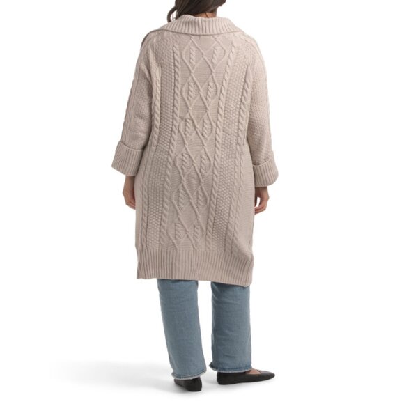 POLAGRAM Light Grey Plus Cable Knit Duster - Picture 2 of 2